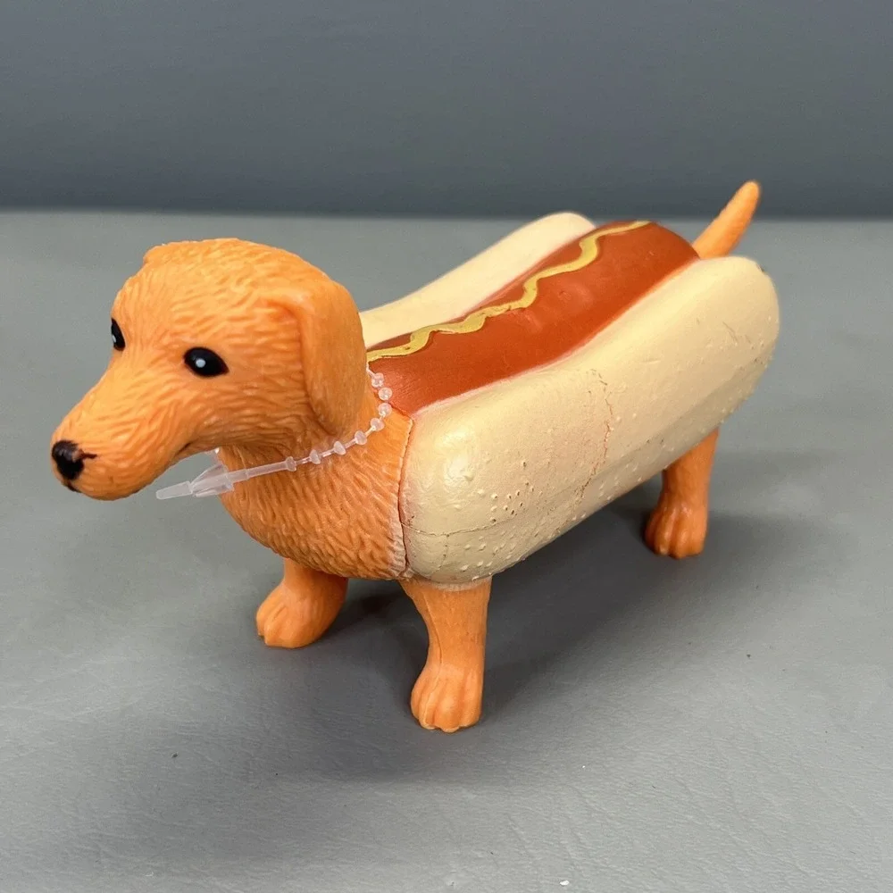 Dachshund Hotdog Figurine Ankyo Toys Hard Solid Plastic Mustard Weiner Puppy